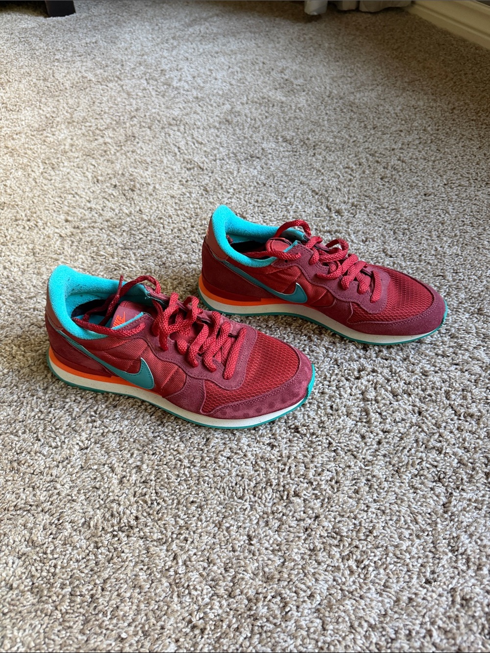 Nike Women Red and Teal Retro Runner Sneakers